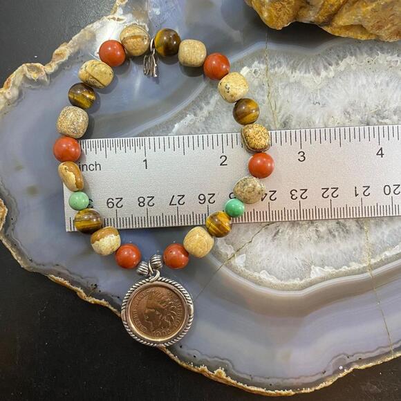 Carolyn Pollack Sterling Multi Gemstone Earth Tones Stretch Bracelet For Women - Picture 9 of 10